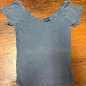 wild fable Ribbed Scoop Neck Short Sleeve Top - Dusty Blue